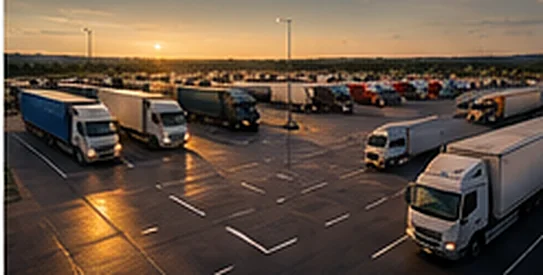 Trucks parked safely at the TruckStop24 yard